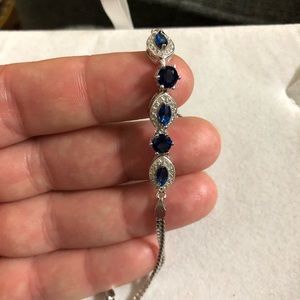 925 stamped silver blue sapphire bracelet